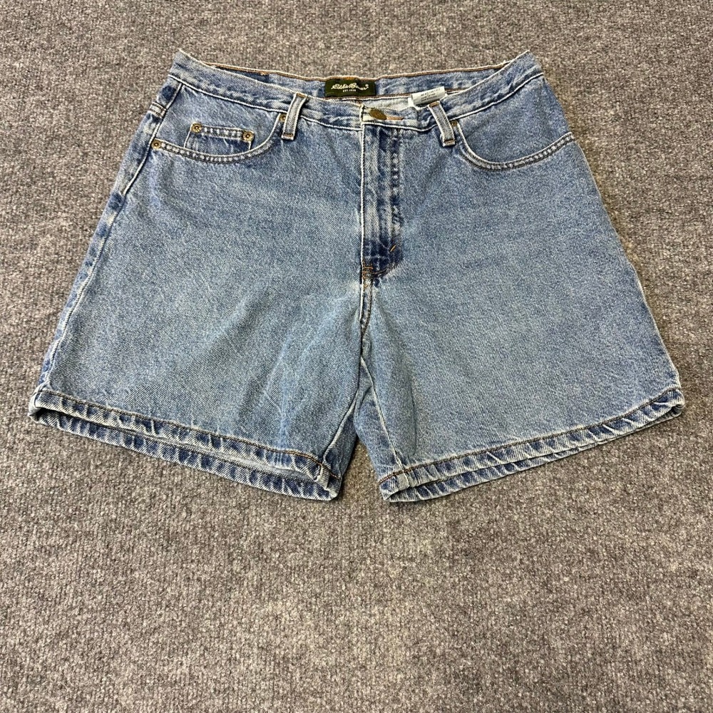 Eddie Bauer Denim Shorts Womens Size 8 Blue Cotton Light Wash Classic Mom Fit